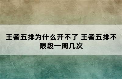 王者五排为什么开不了 王者五排不限段一周几次